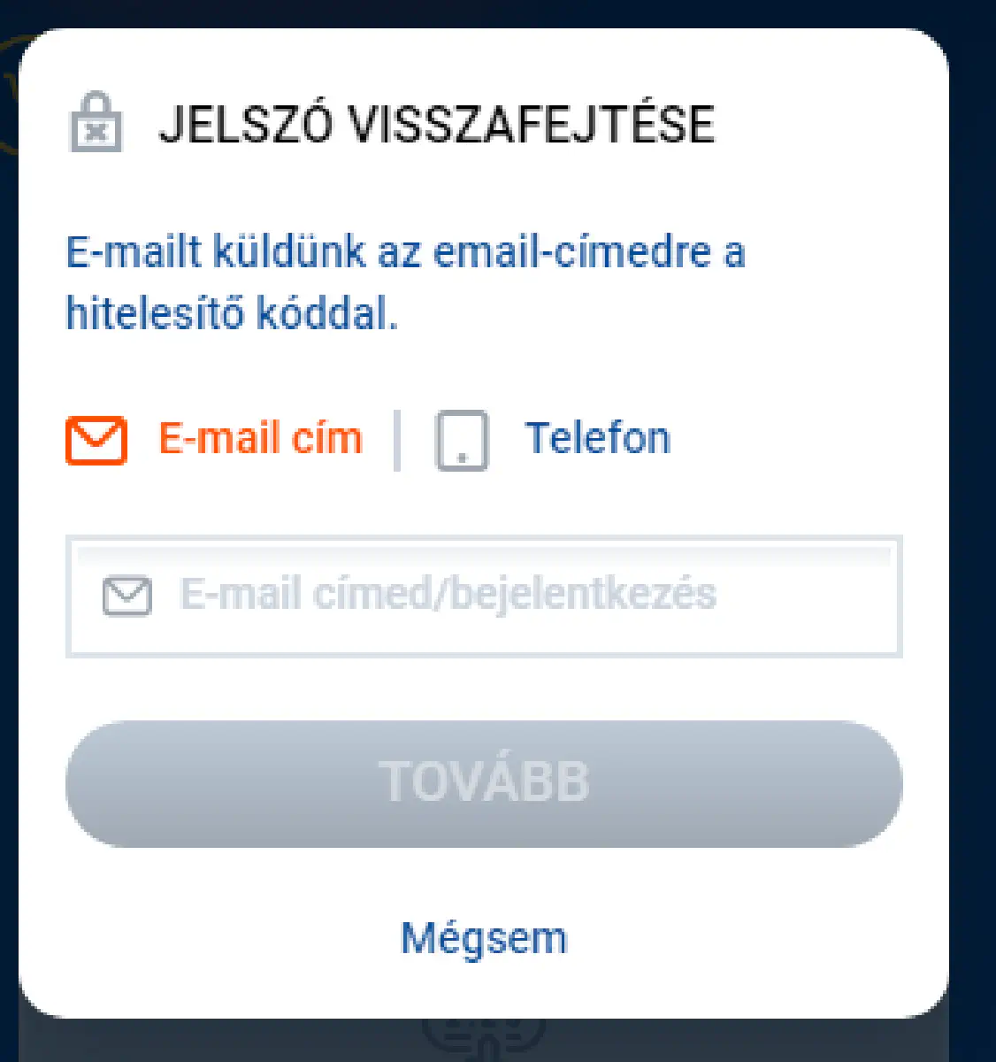 Jelszó visszaállítás